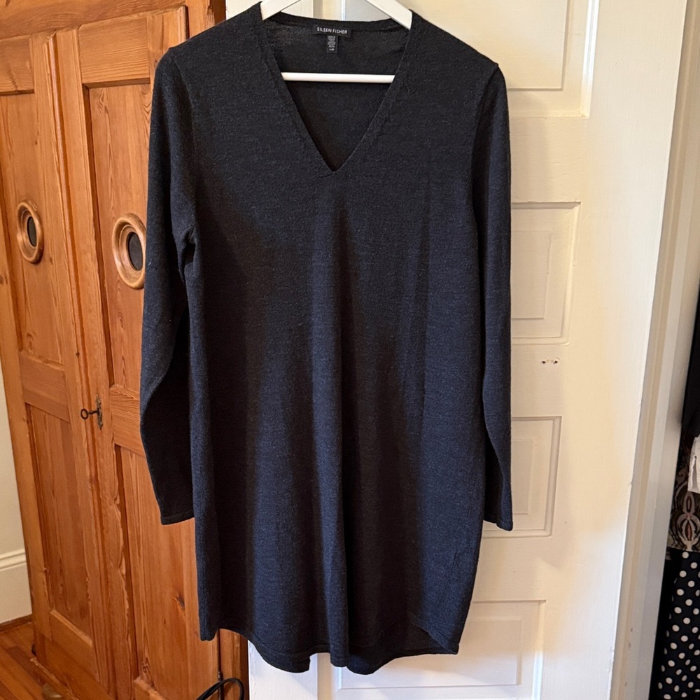 Eileen Fisher merino charcoal tunic or short dress
Size Large